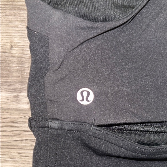 Lululemon Athletica Black Crop Tank Top with Cut Out - Picture 2 of 3